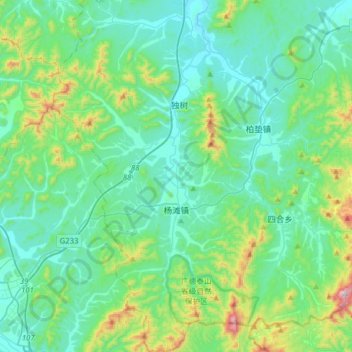 杨滩镇 topographic map, elevation, terrain