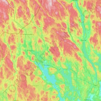 Arvika kommun topographic map, elevation, terrain