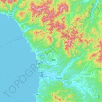 Nishi topographic map, elevation, terrain