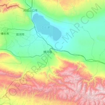 Jinghe County topographic map, elevation, terrain