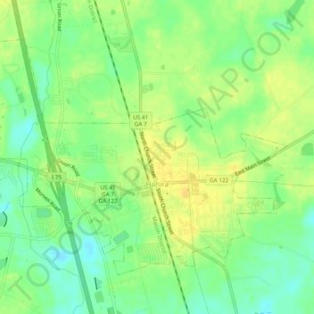 Hahira topographic map, elevation, terrain