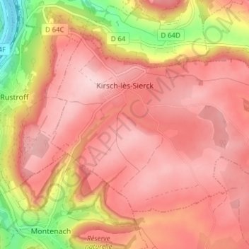 Kirsch-lès-Sierck topographic map, elevation, terrain