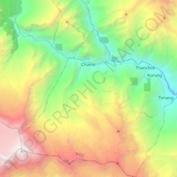 Chame topographic map, elevation, terrain