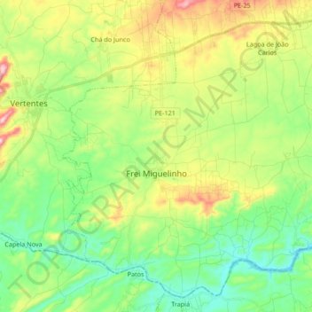 Frei Miguelinho topographic map, elevation, terrain