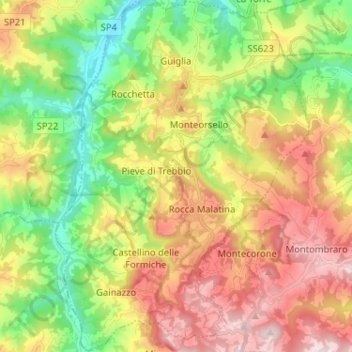 Guiglia topographic map, elevation, terrain