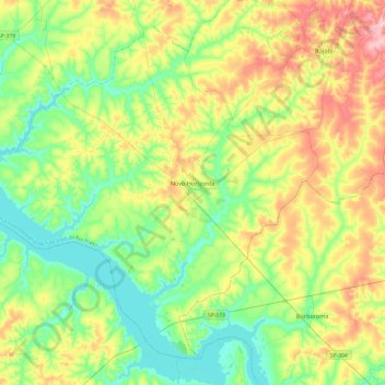 Novo Horizonte topographic map, elevation, terrain