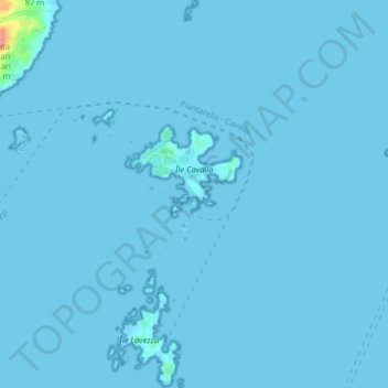 Îles Lavezzi topographic map, elevation, terrain
