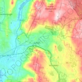 Dalton topographic map, elevation, terrain