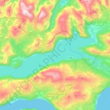 Hornindalsvatnet topographic map, elevation, terrain