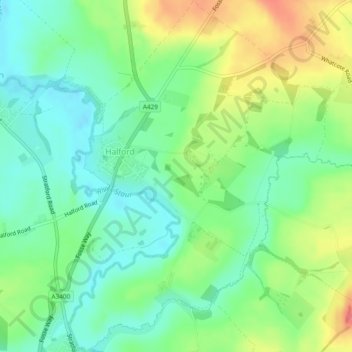 Halford CP topographic map, elevation, terrain