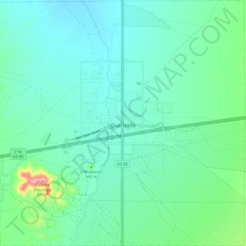 Quartzsite topographic map, elevation, terrain