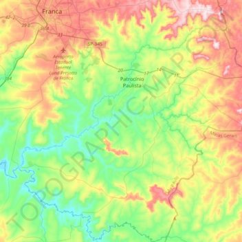 Patrocínio Paulista topographic map, elevation, terrain