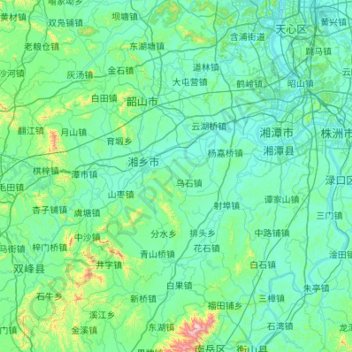 Xiangtan topographic map, elevation, terrain