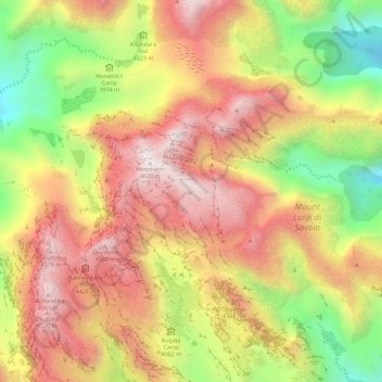 Mount Luigi di Savoia topographic map, elevation, terrain