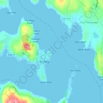 Doctors Cove topographic map, elevation, terrain