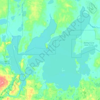 Leech Lake topographic map, elevation, terrain