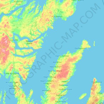 Trinity Bay topographic map, elevation, terrain