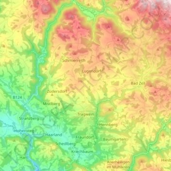 Tragwein topographic map, elevation, terrain