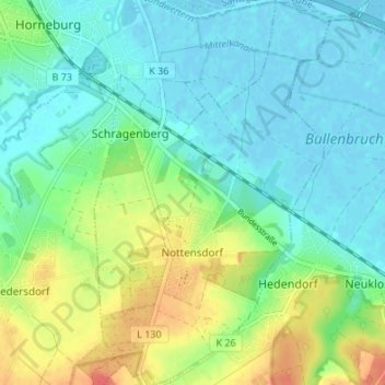 Nottensdorf topographic map, elevation, terrain