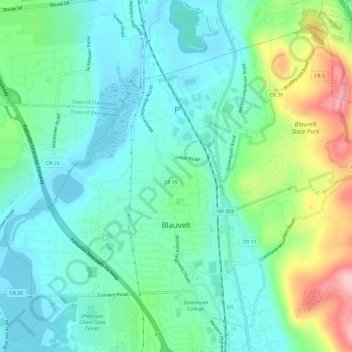 Blauvelt topographic map, elevation, terrain