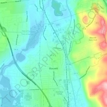 Blauvelt topographic map, elevation, terrain