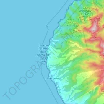 Le Prêcheur topographic map, elevation, terrain