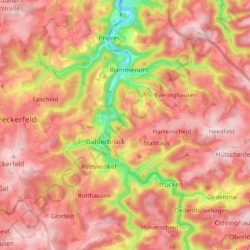 Schalksmühle topographic map, elevation, terrain