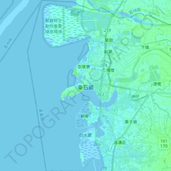 東石鄉 topographic map, elevation, terrain