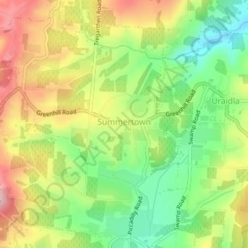 Summertown topographic map, elevation, terrain