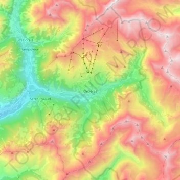Orcières topographic map, elevation, terrain