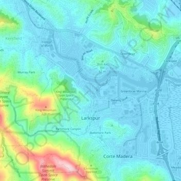 Larkspur topographic map, elevation, terrain