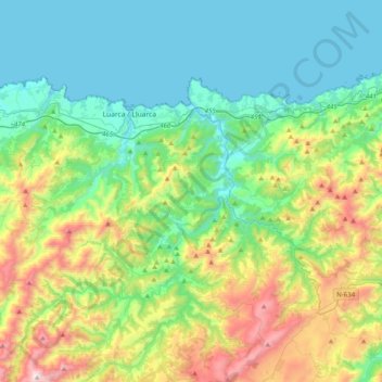 Valdés topographic map, elevation, terrain