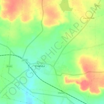 Chandur Railway topographic map, elevation, terrain