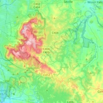 Monbulk District topographic map, elevation, terrain