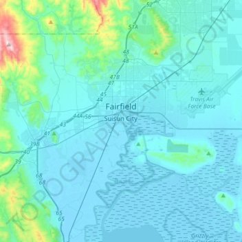 Fairfield topographic map, elevation, terrain