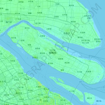 崇明岛 topographic map, elevation, terrain
