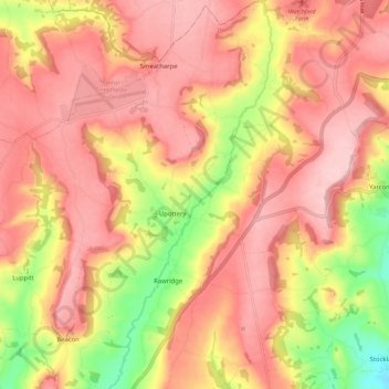 Upottery topographic map, elevation, terrain