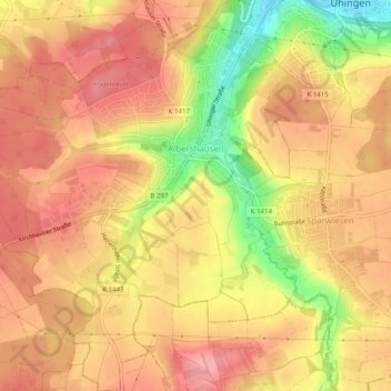 Albershausen topographic map, elevation, terrain