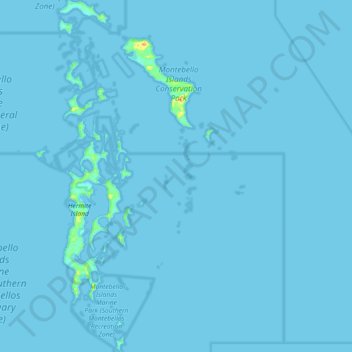 Montebello Islands topographic map, elevation, terrain
