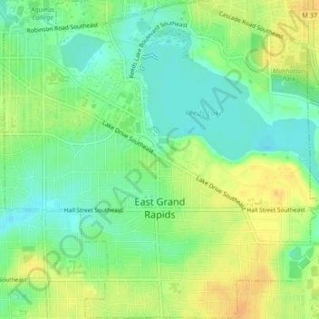 East Grand Rapids topographic map, elevation, terrain