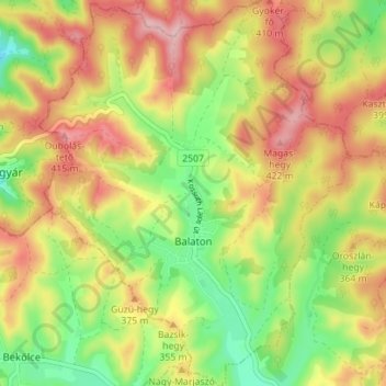 Balaton topographic map, elevation, terrain
