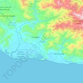 Villa de Tututepec de Melchor Ocampo topographic map, elevation, terrain