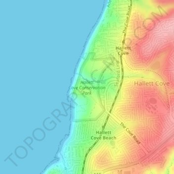 Hallett Cove Conservation Park topographic map, elevation, terrain