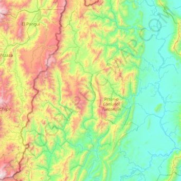 Cenepa topographic map, elevation, terrain