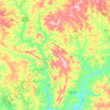 Santa Cruz de Goiás topographic map, elevation, terrain