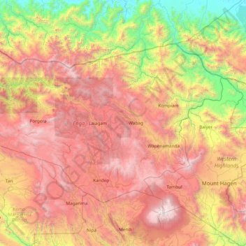 Enga topographic map, elevation, terrain