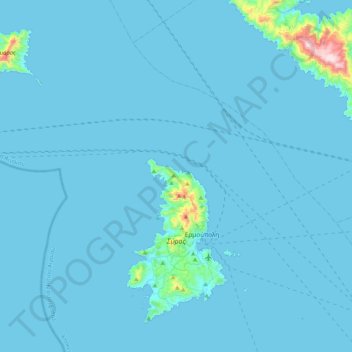 Municipality of Syros and Ermoupoli topographic map, elevation, terrain