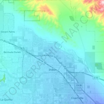 Indio topographic map, elevation, terrain