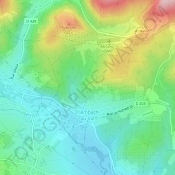 Triembach-au-Val topographic map, elevation, terrain