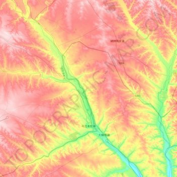 Ulaan Moron topographic map, elevation, terrain